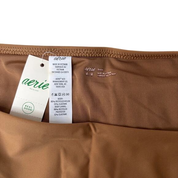 NWT Aerie Brown Ruffle Bikini Bottoms M – Full Coverage Swimwear - Picture 5 of 5